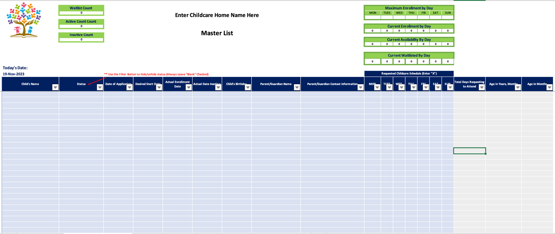 Home Childcare Enrollment and Waitlist Tracker – Admin For You