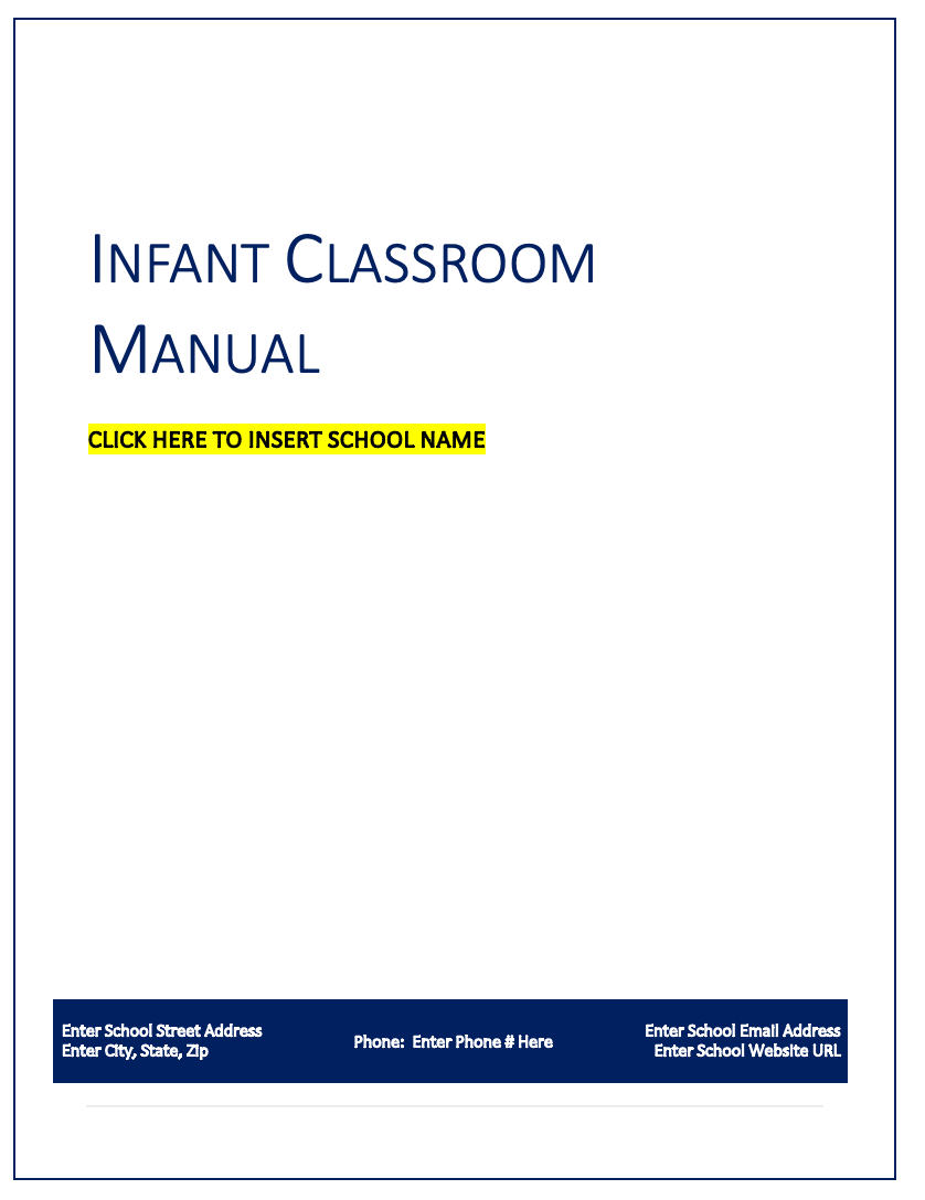 Childcare Classroom Manual for Infant Classrooms