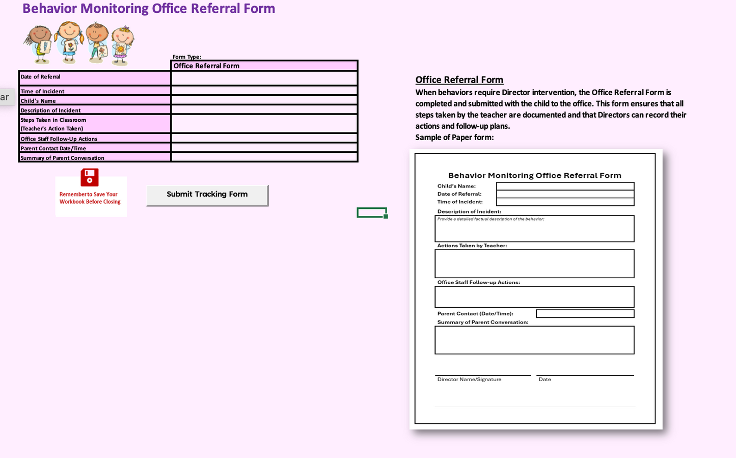 Childcare Behavior Monitoring Procedure and Tracking System