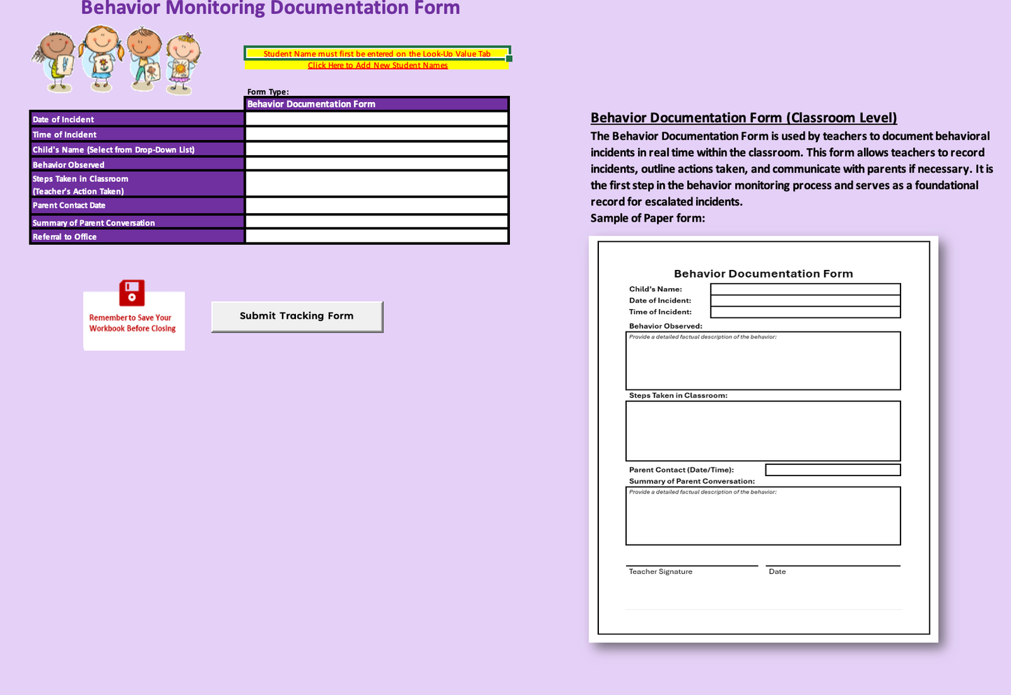 Childcare Behavior Monitoring Procedure and Tracking System