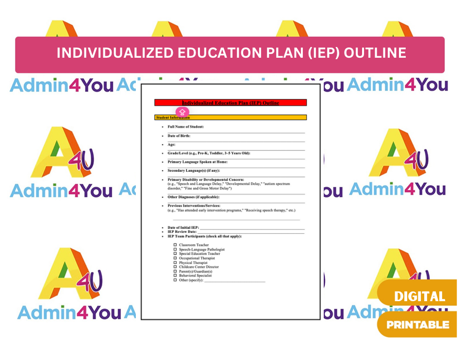 Individualized Education Plan (IEP) – Admin For You