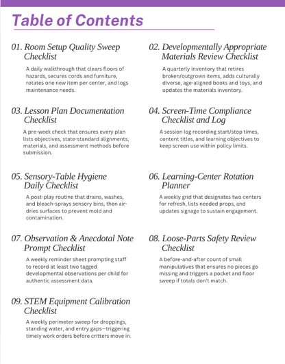 SOP Series: The Complete Childcare Compliance and Quality Checklist Binder