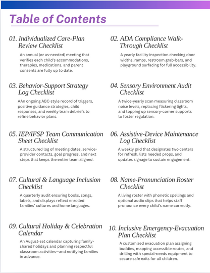 SOP Series: The Complete Childcare Compliance and Quality Checklist Binder