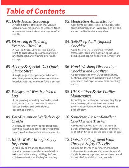 SOP Series: The Complete Childcare Compliance and Quality Checklist Binder
