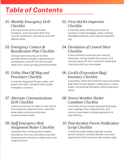 SOP Series: The Complete Childcare Compliance and Quality Checklist Binder