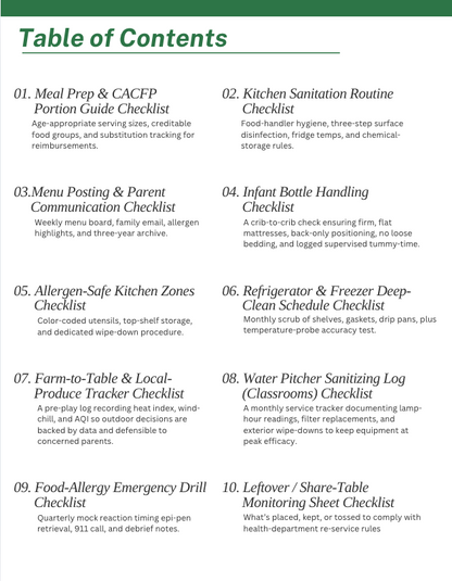 SOP Series: The Complete Childcare Compliance and Quality Checklist Binder