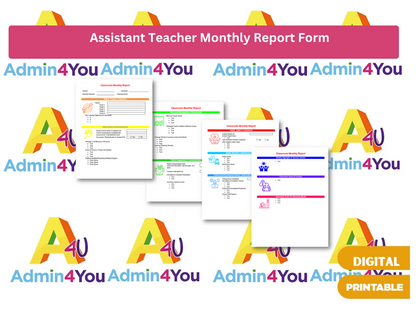 Assistant Teacher Monthly Reporting Form (Word Template)