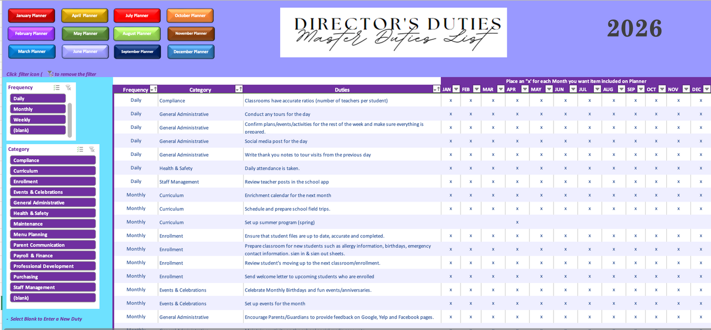 Director's Duties Tracker, Workbook and Planner 2026