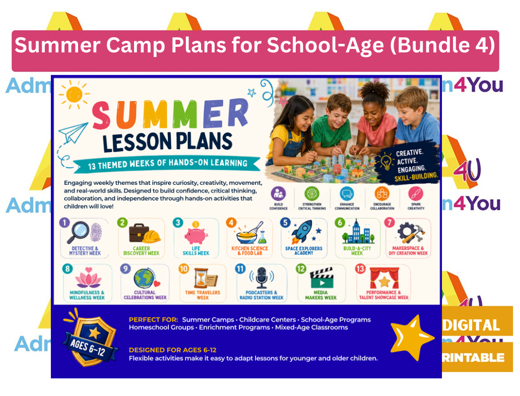 Summer Camp Plans for School-Age (Bundle 4)