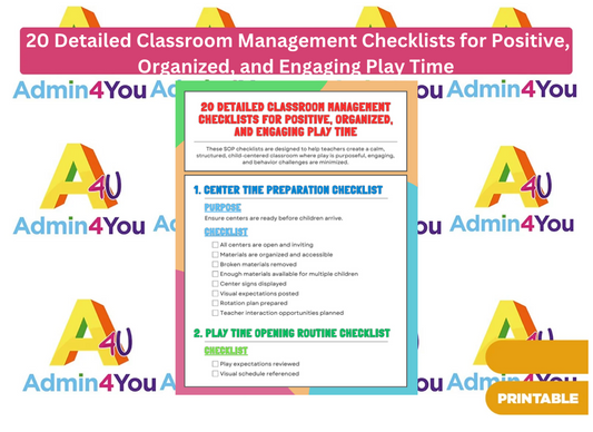 20 Detailed Classroom Management Checklists for Positive, Organized and Engaging Play Time