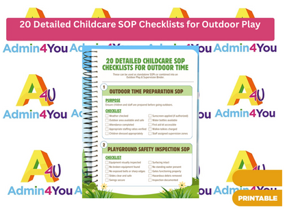 20 Detailed Childcare SOP Checklists for Outdoor Time