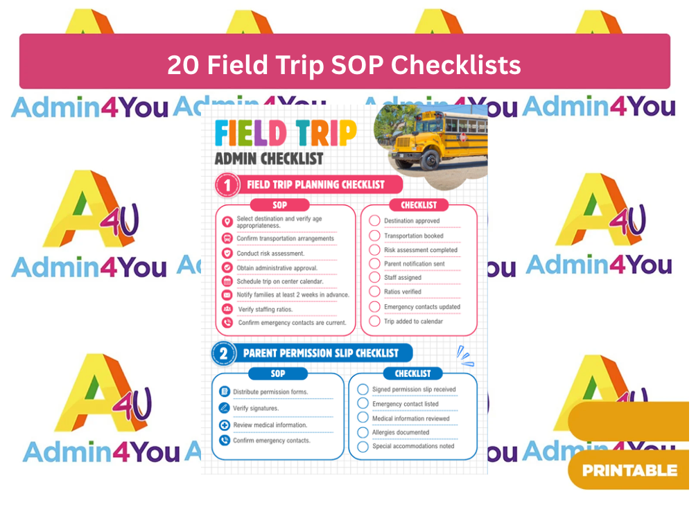 20 Field Trip Admin Checklists