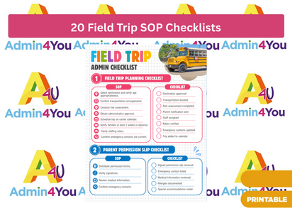 20 Field Trip Admin Checklists