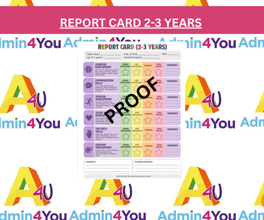 2–3 Year Toddler Report Card (Editable Canva Template)