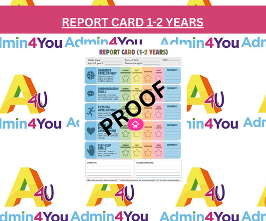 1–2 Year Report Card (Editable Canva Template)