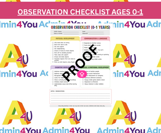 0–1 Years Observation Checklist (Editable Canva)