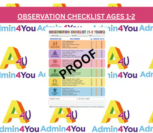 1–2 Year Observation Checklist (Editable Canva Template)