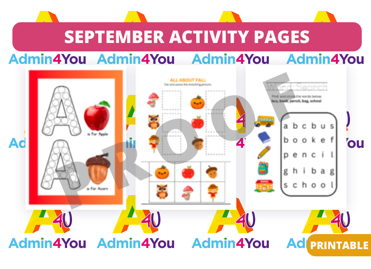 Sep Activity September Activity Pages – Admin For You