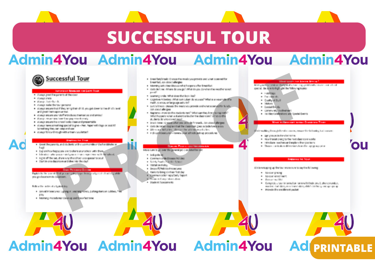 Successful Tour Outline, Checklist, and Tour Confirmation Form – Admin ...
