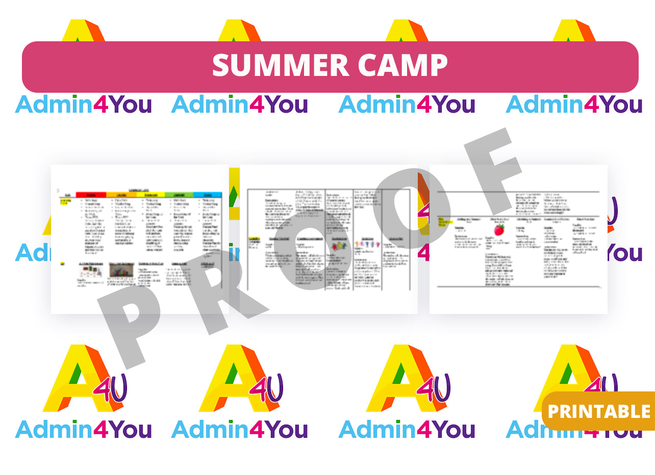 Summer Camp Plans for School-Age (Bundle 1)