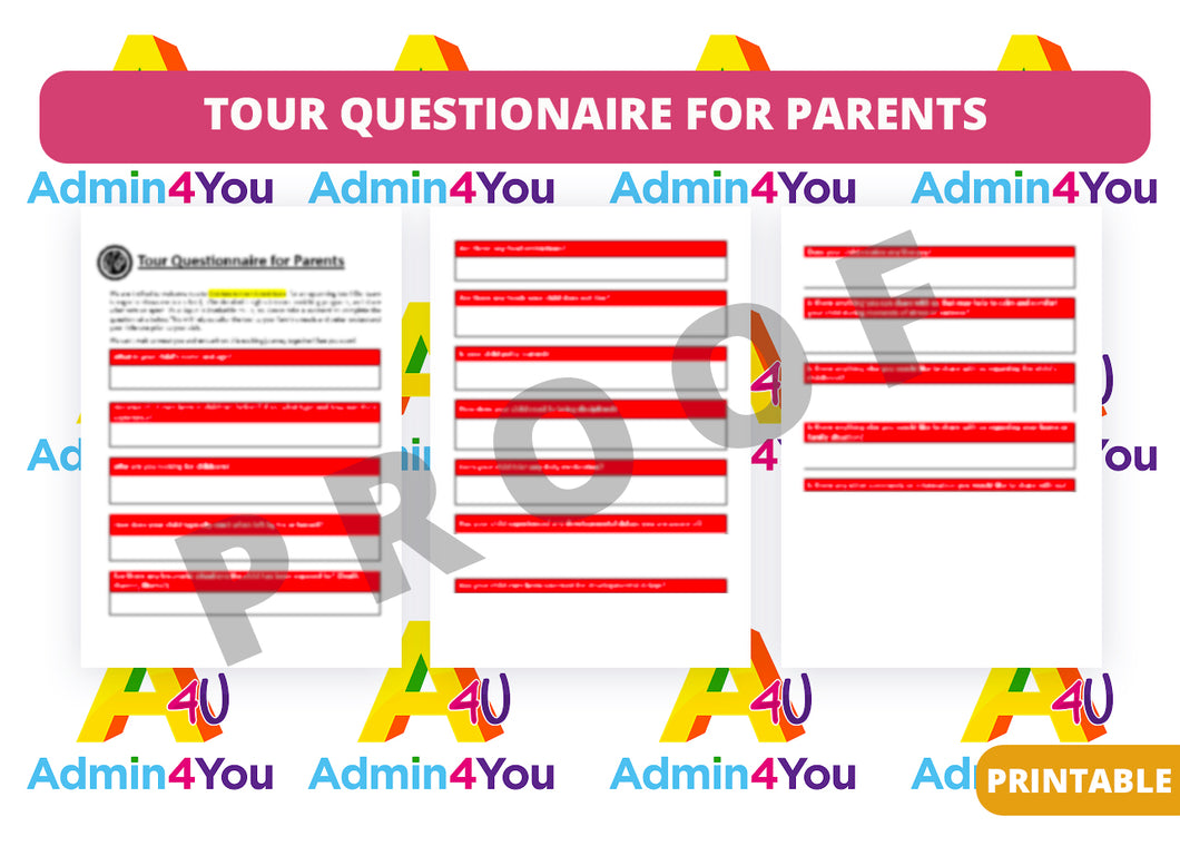 Tour Questionnaire for Parents, Guardians, and Families