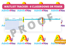 Load image into Gallery viewer, Waitlist Tracker - 6 Classrooms or Fewer - Excel Program Version
