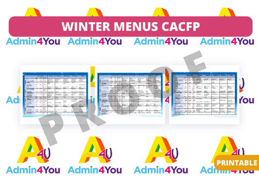 Winter CACFP Menus