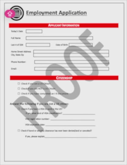 Employee Application and Forms for File