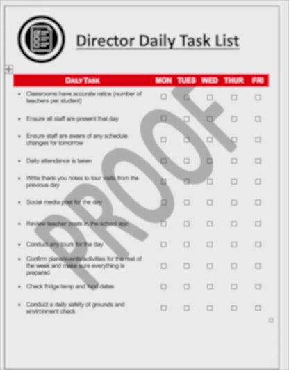 Director Daily, Weekly, Monthly, and Yearly Duties