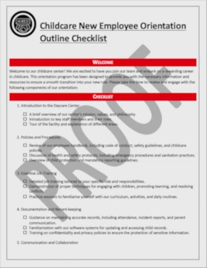 Quick Reference Checklist - Employee Handbook and Employee Orientation