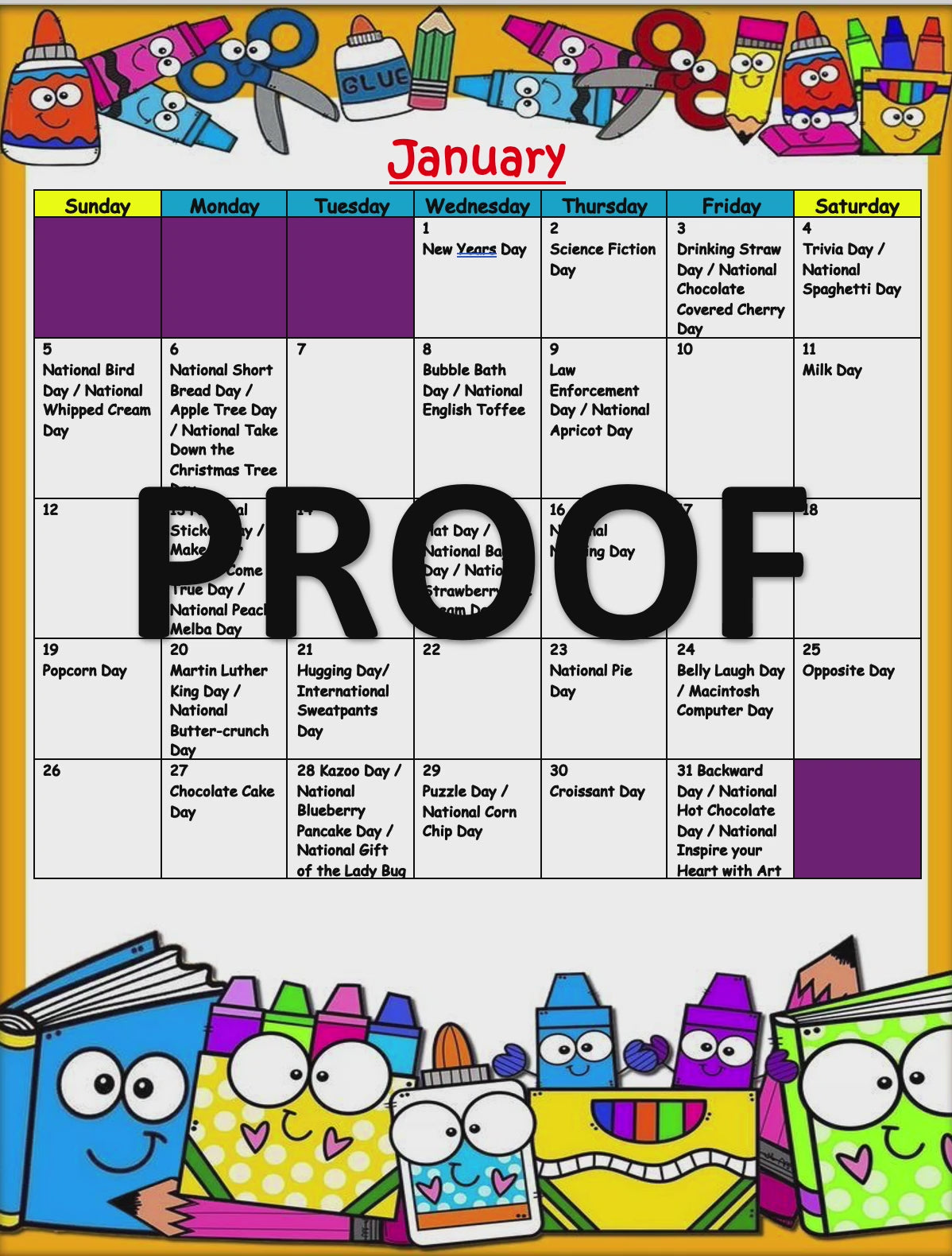 The 2025 National and FUN Holiday 12Month Calendar Admin For You