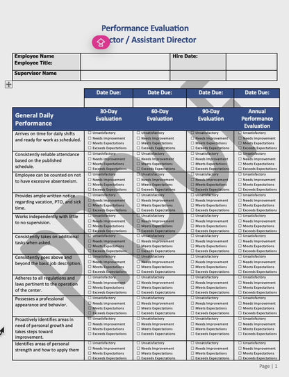 Director and Assistant Director Performance Evaluation