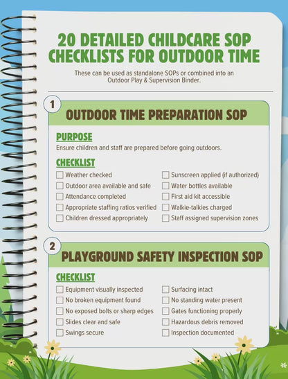20 Detailed Childcare SOP Checklists for Outdoor Time
