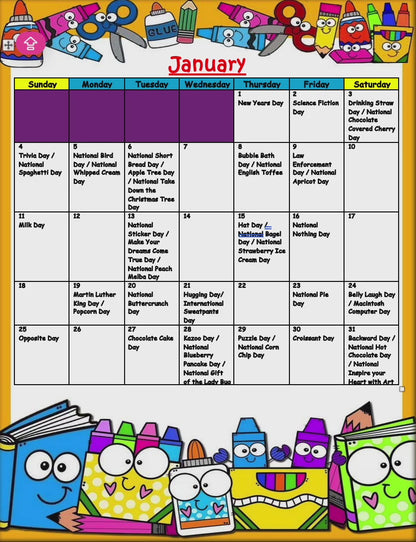 2026 National and FUN Holiday - 12-Month Calendar