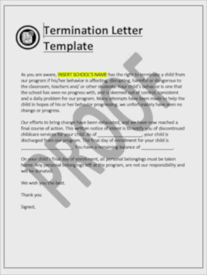 Student Termination Forms