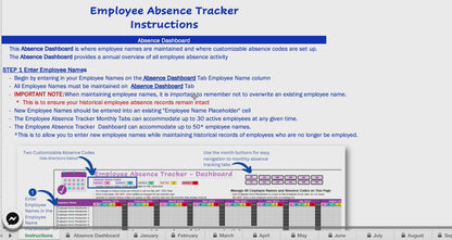 Employee Absence Tracker and Calendar - Track up to 30 Employees