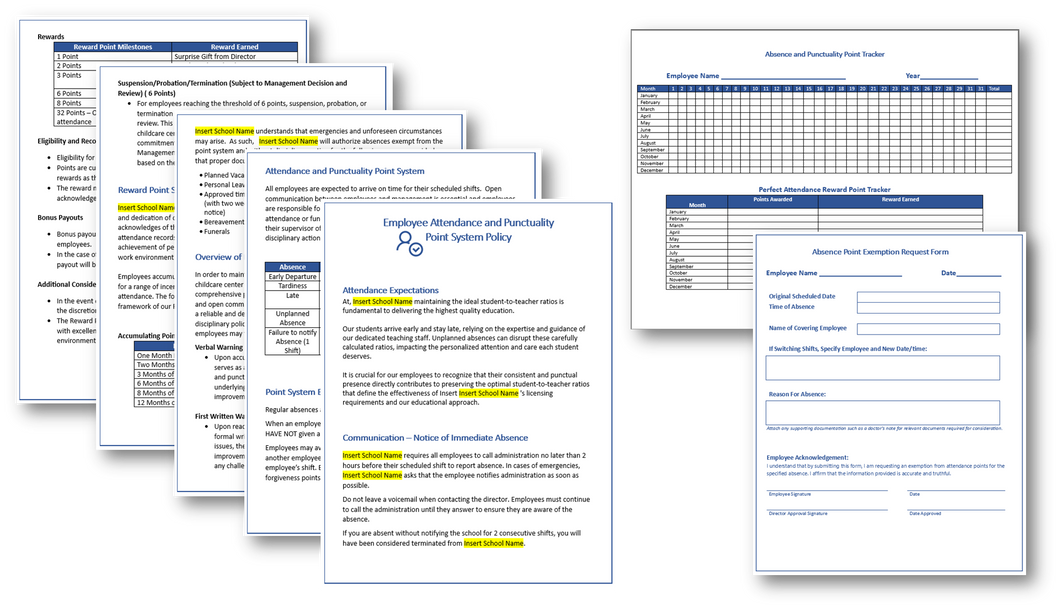 Employee Attendance and Punctuality Point System and Absence Tracker - Manual Version