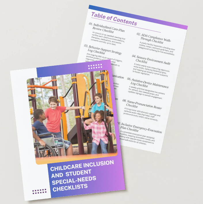 SOP Series: Childcare Inclusion and Student-Special-Needs Checklist Bundle