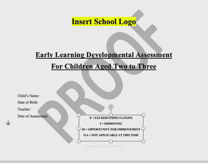 Student Assessment - Ages Two to Three