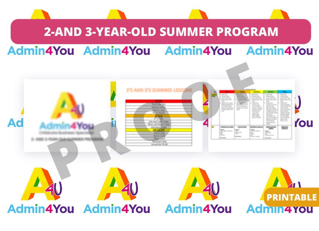 Summer Camp Plans for 2's and 3-year-olds