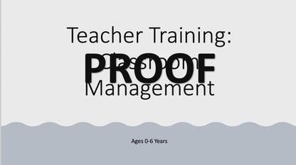 Teacher Training: Classroom Management