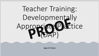 Teacher Training: Developmentally Appropriate Practice