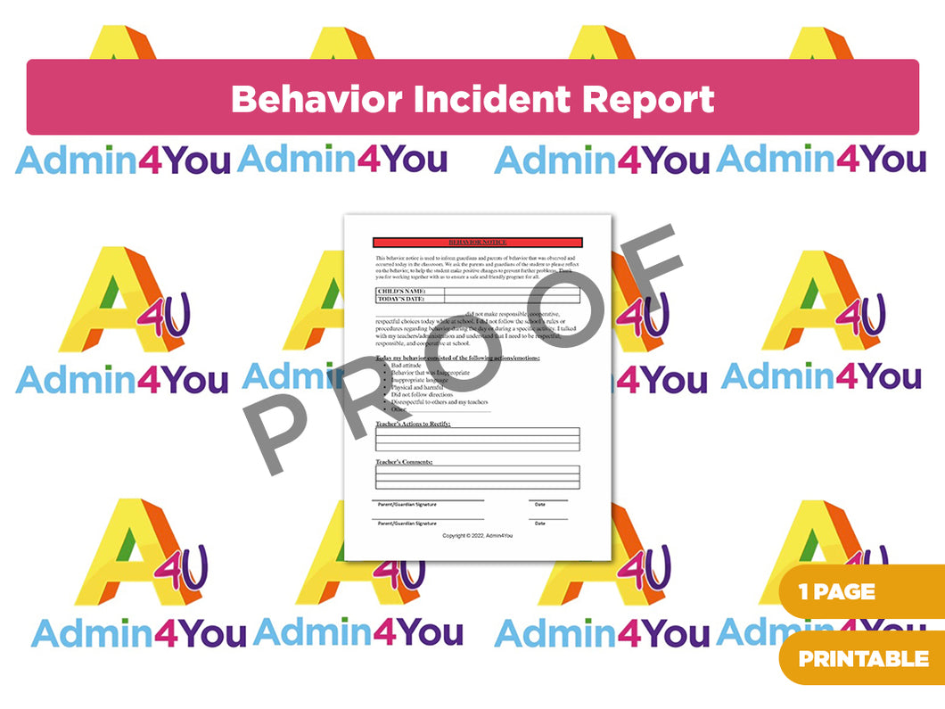 Behavior Incident Report