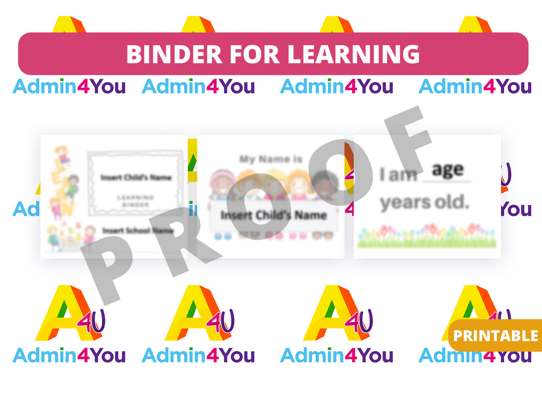 Busy Binder for Learning