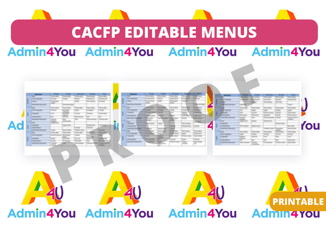 CACFP Editable Menus – Admin For You