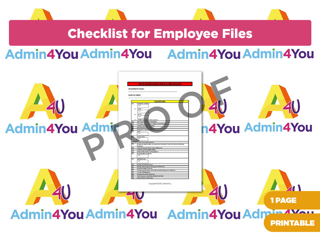 Checklist for Employee Files