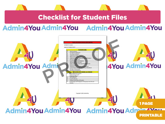 Checklist for Student Files