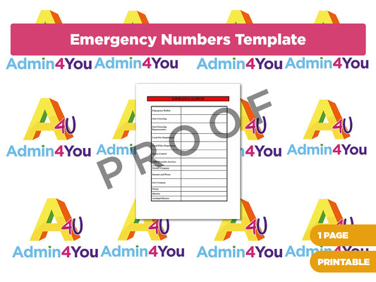 Emergency Phone Number Template