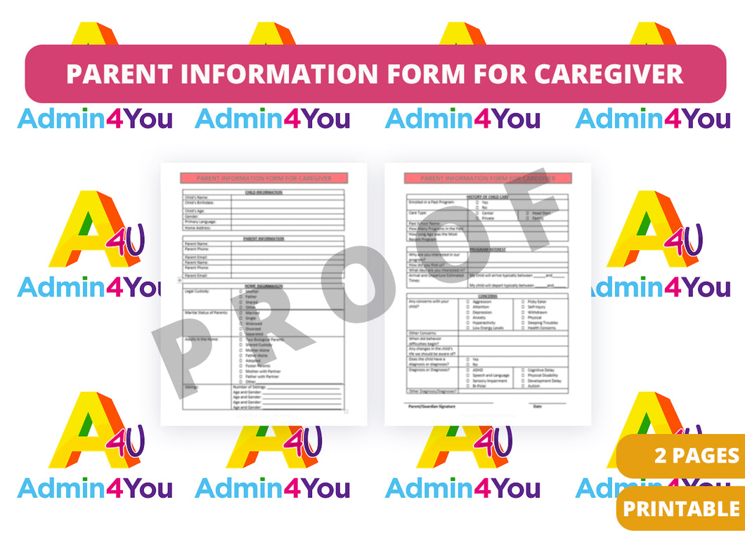 Parent Information Form for Caregiver