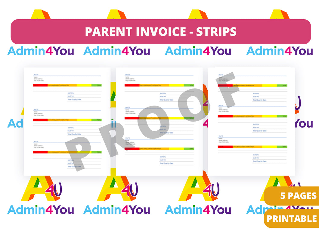 Parent Invoice Receipt Template Multiple Strips
